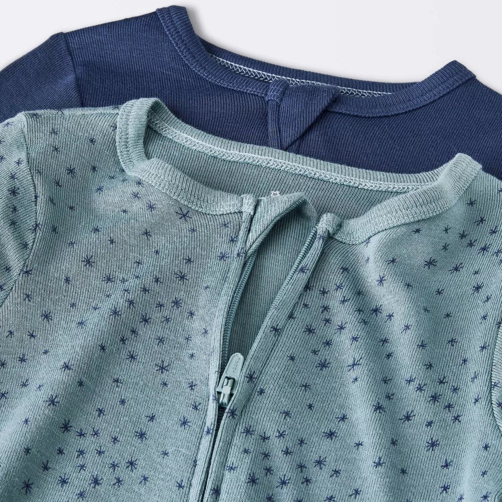 Cloud Island set 2 pijamas pie abierto cierre estrellas tela modal - Talla RN