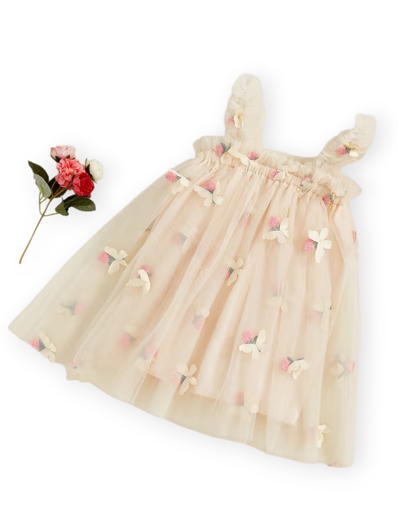 Vestido tiras tul mariposas - Talla 3/4