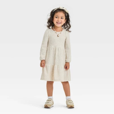Cat & Jack vestido color hueso manga larga - Talla 4/5
