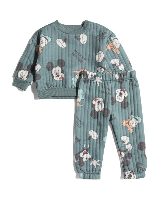 Mickey y amigos conjunto verde abrigo y jogger - Talla 4T